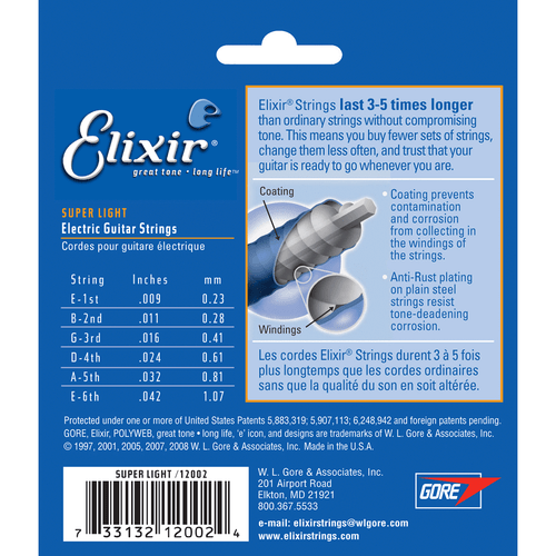*3 SETS ELIXIR NANOWEB 12002 NICKEL PLATED ELECTRIC GUITAR STRINGS LIGHT -9-42* - Picture 3 of 3
