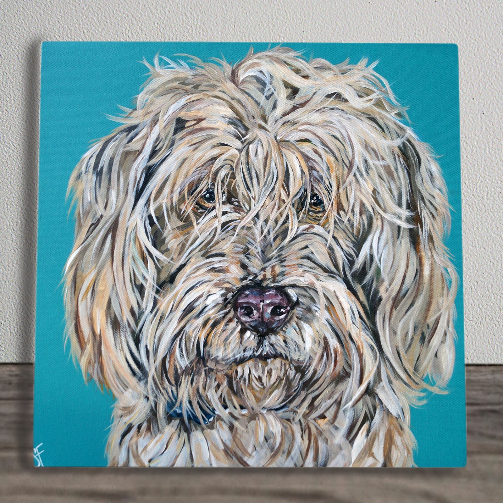 Dog Tile Picture Ceramic Plaque Sign Wall Art Woof By Sam Fenner 20x20cm