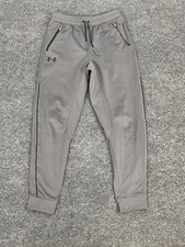 Under Armour Sweatpants Girls Large Loose Teens Gray Zip Pockets Stretch N205