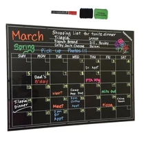 16" x 12" Dry Erase Magnetic Refrigerator Calendar Message Flexible Black Board