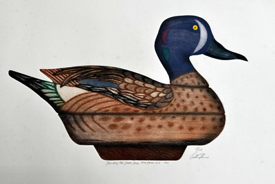 Arthur Nevin Signed Etching Blue Wing Teal Drake Decoy Pine Beach NJ 1940 18/150