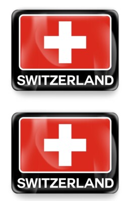 2x 3D Gel Aufkleber Schweiz Flagge Switzerland Swiss Fahne CH Flag Stickers