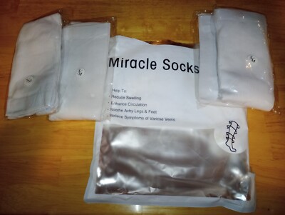 White Compression Socks 4 Pair Miracle Socks Unisex Fits Small Medium Foot Great