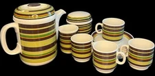 Rosenthal Scandic Green Brown Orange Striped Thomas Complete Coffee Serving Set