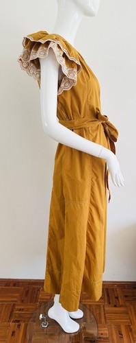 ULLA JOHNSON Ojales Bordado Pierna Ancha Mono Vestido Algodón Popelina Mostaz... - Imagen 14 de 24