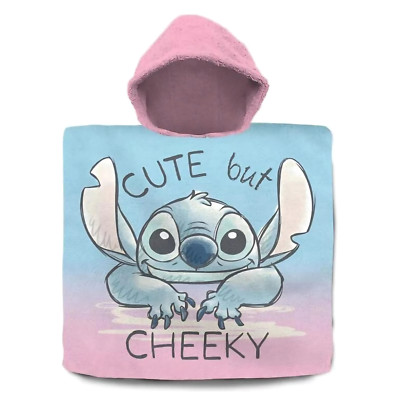 Disney Stitch Poncho für Mädchen - Kaputzenponcho 60x120 - Bademantel für Kinder