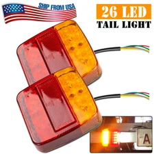 2x Red Amber Trailer Tail Light Kit For Brake RV Boat Truck TurnSignal Led Light