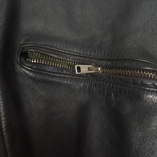 Black Leather 60s Bomber Jacket Ladies M 10 Biker Motorcycle Punk Retro Vintage - Picture 5 of 11