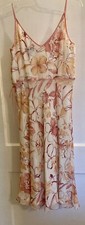 Ann Taylor Silk Rose, Coral, Cream Multi Floral Lined Slip Dress Size 10 petite