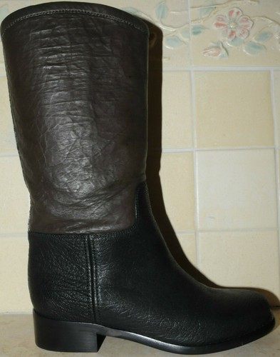 Nuovo Chanel Nero Marrone Scuro Bicolore Cc Logo da Moto Alto Stivali Bassi  36.5 | eBay