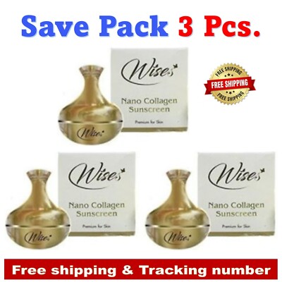 3x Wise Nano Collagen Sunscreen Cream SPF50 PA++ Long Lasting 18hr. Waterproof