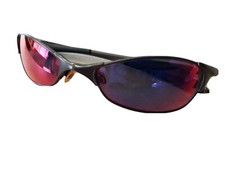 OAKLEY WIRETAP SUNGLASSES Pewter w/ Red Icons Positive Red Iridium Lenses RARE