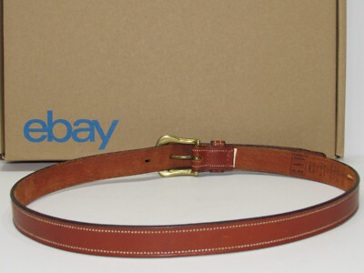GAP Womens size 32 (S) Tan LEATHER Belt BRASS Buckle Made in 