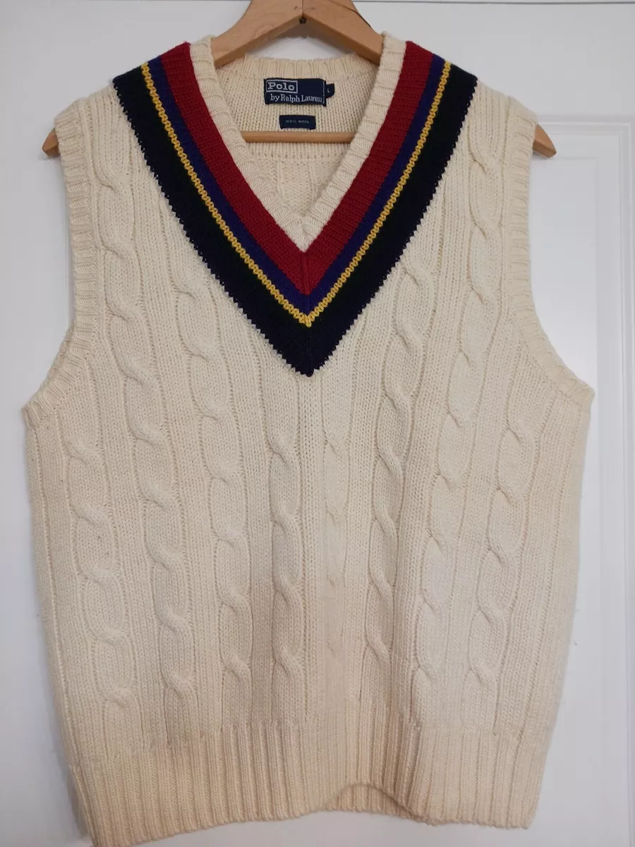 Vintage Polo Ralph Lauren Wool V Neck Vest Sweater Sz L