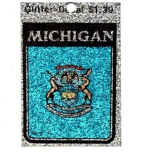 Lot of 12 Michigan Glitter Decals Stickers - NOS - Free Shipping!