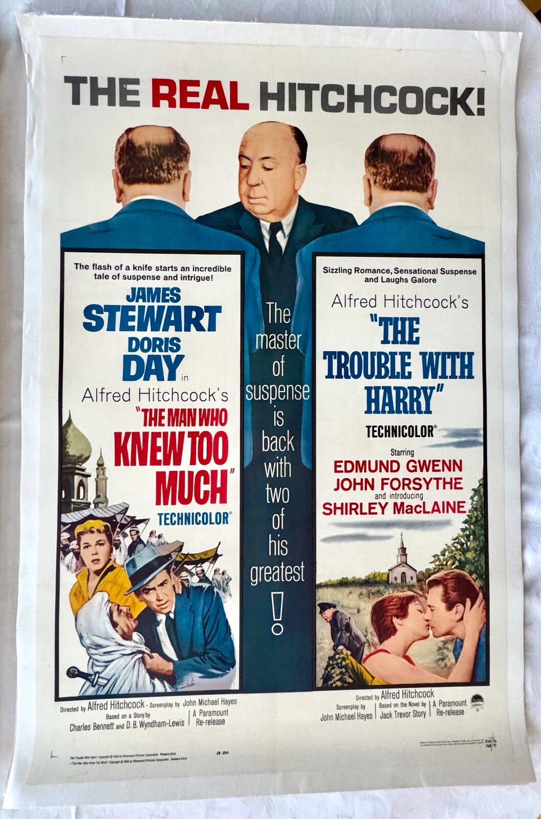 "THE REAL HITCHCOCK" – Combo film release - R-1963 – Orig. 1-Sheet, Linen-Backed