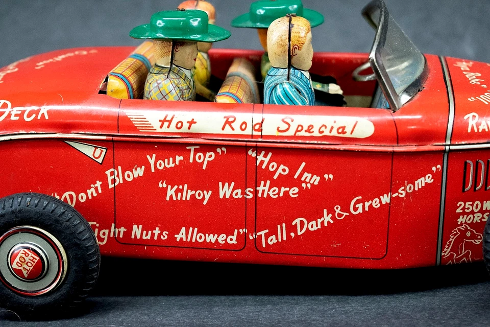 Control remoto a batería vintage Marx Line Mar Tin College Jalopy coche Foto 3 de 4