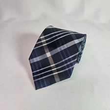 Ryan Seacrest Distinction 100% Silk Hand Made Tie Blue Plaid Check 3" x 58"