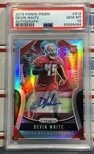 2019 PANINI PRIZM DEVIN WHITE ROOKIE, #312, AUTO, GRADED PSA GEM MINT 10