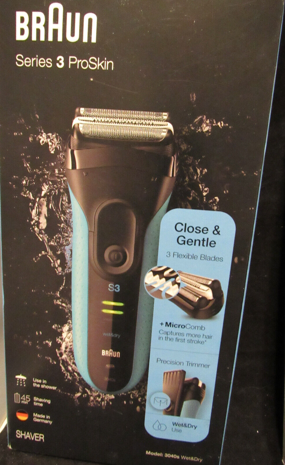 Shaver Braun Series 3 ProSkin 3040s Wet & Dry Shaver-New Black with ...