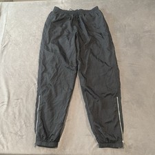 Vintage Nike Pants Mens Medium Black Windreaker Track Mesh Lined Side Zip Y2K 90