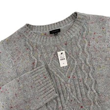 Talbots Grey Confetti Cable Knit Sweater Dress Womens M Crew Neck New