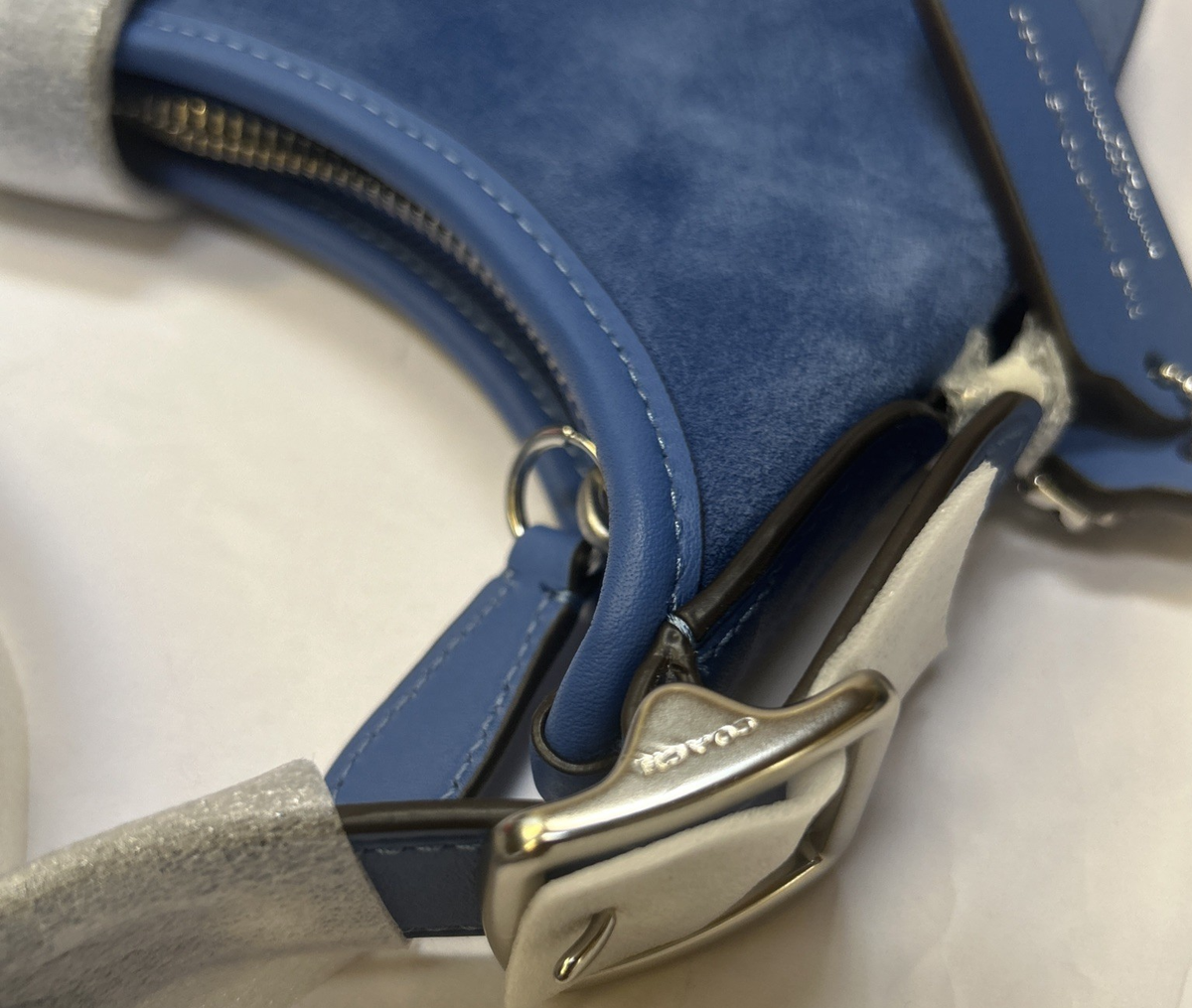 🐼💦 Coach CY937 🐼💦 Hamptons Suede Leather Mist Blue Hobo