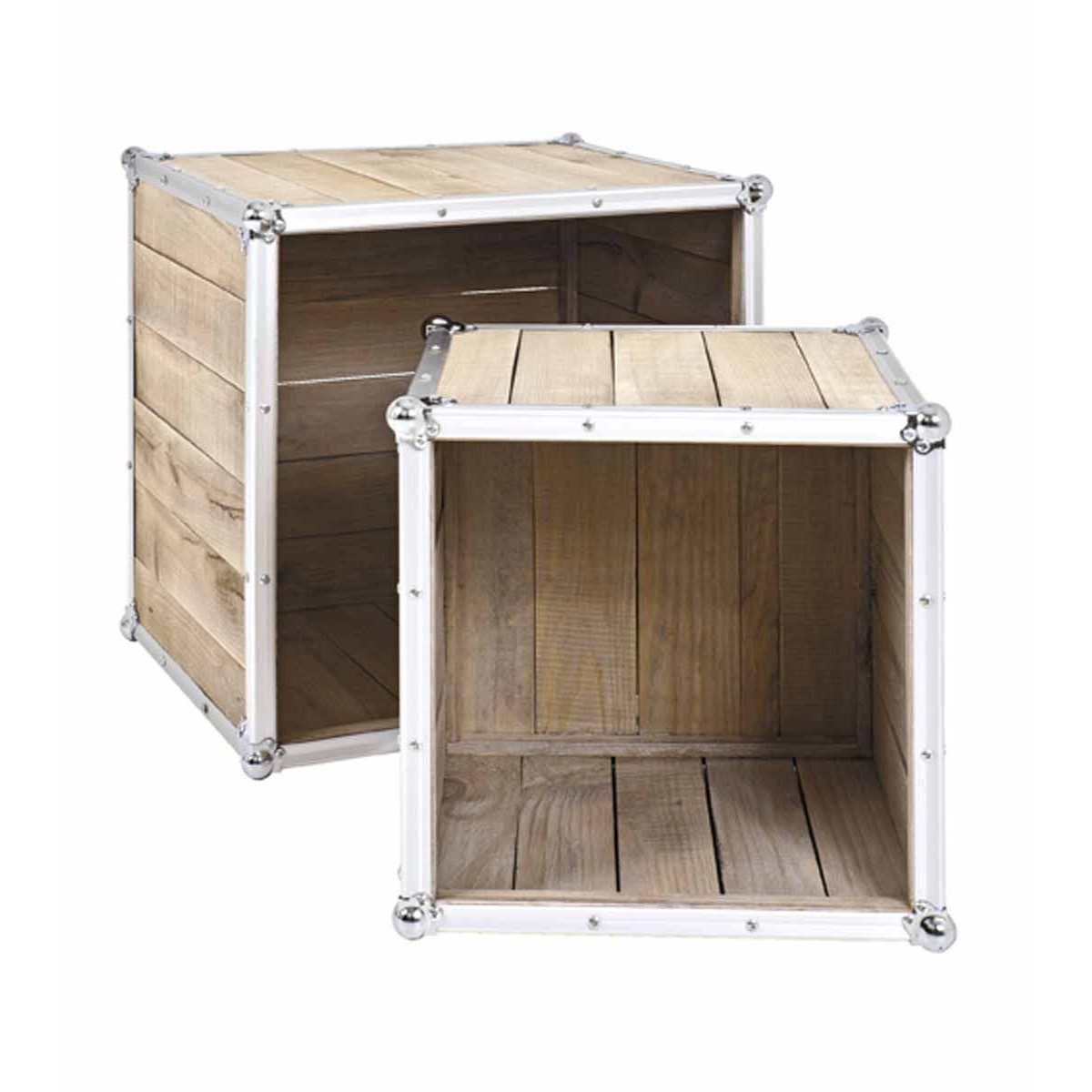 Table d'appoint mallette 47cm naturel lot de 2 bouts de canapé gigognes