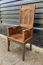 Oak Wainscot Carved Chair 18th Century Gothic Antique Wooden Armchair.     #7466