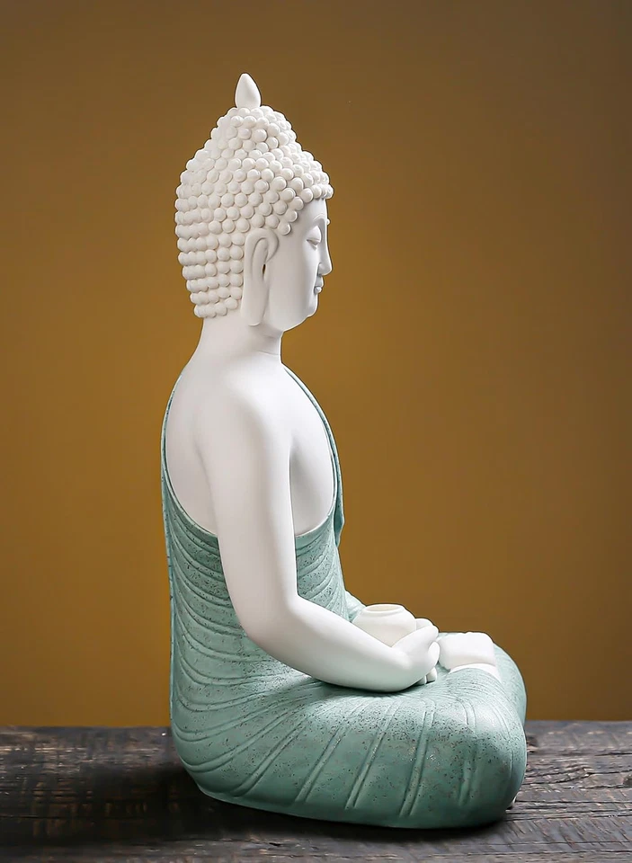 12-дюймовая зеленая статуя Будды для домашнего декора, керамическая медитация Будда декор... - Изображение 3 из 4