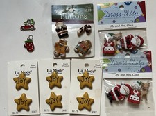 NEW/ NIP Six (6) Christmas Plastic & Ceramic Button Lot~ Sewing/Crafts~ 18 Total