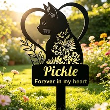 Personalized Cat Grave Marker, Custom Metal Memorial Garden Stake, Pet Loss Gift