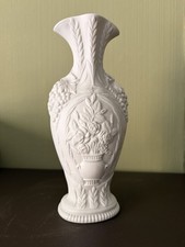 Portmeirion British Heritage Vase White Bisque Porcelain Floral Relief England