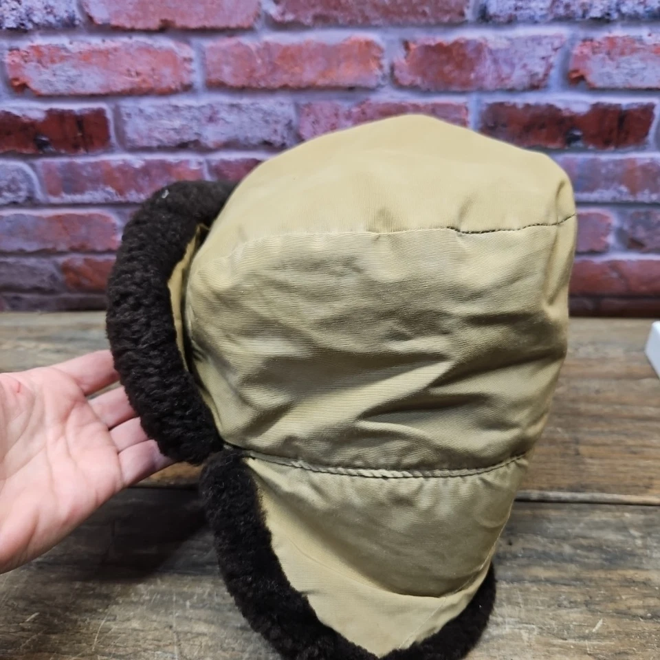 De Colección Eddie Bauer Sombrero Beige Plumón de Ganso Forrado de Vellón Trampero Gorra de Caza Foto 2 de 4