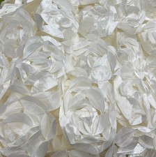 Maci IVORY 3D Floral Polyester Satin Rosette on Mesh Fabric by the Yard - 10057