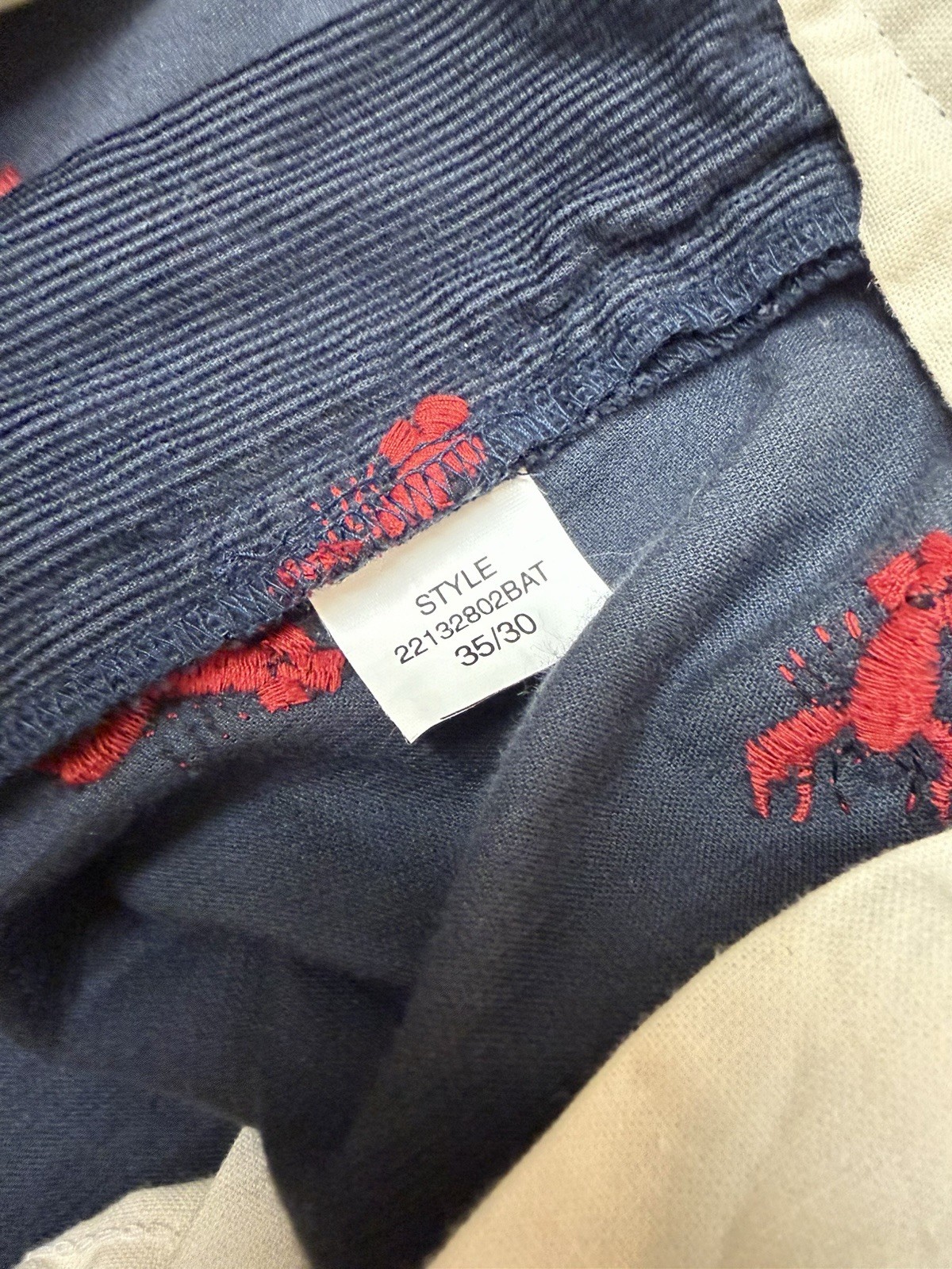 NEW VTG Ralph Lauren Polo SZ 35 X 30  Navy Critter Corduroys Red Lobsters USA thumbnail 4
