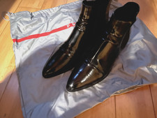 Women  s Prada Black Leather Chelsea Boots Size 36.5 US 6.5