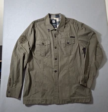 Quiksilver Military Jacket Men L Estilo Shacket Green Streetwear Utility Grunge