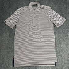 RLX Ralph Lauren Polo Shirt Mens Medium Gray Stripe Golf Performance Stretch