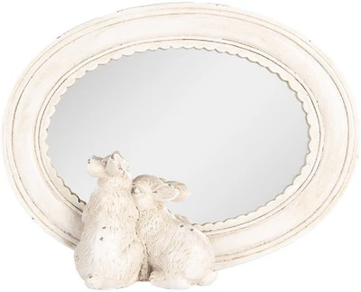 Clayre & Eef 62S329 Tischspiegel Oval Vintage Hasenmotiv Beige 22x5x17 cm - Bild 1 von 4