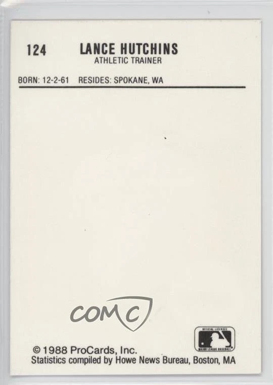 1988 ProCards Minor League Lance Hutchins #124 - Image 2 of 2