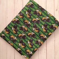 David Textiles Inc Green and Yellow Tractor Plaid Fabric 4 1/6 yards