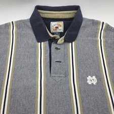Notre Dame Polo Shirt L Cutter  Buck Fighting Irish Gold Navy Striped Tall VTG