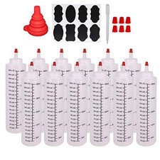 12 Pack 16 oz Plastic Squeeze Bottles with Red Tip Caps 16 ounce 12pack