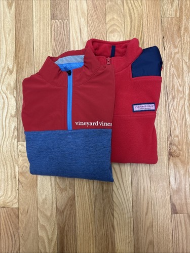 2 Vineyard Vines Red Quarter Zips - Size Kids XL