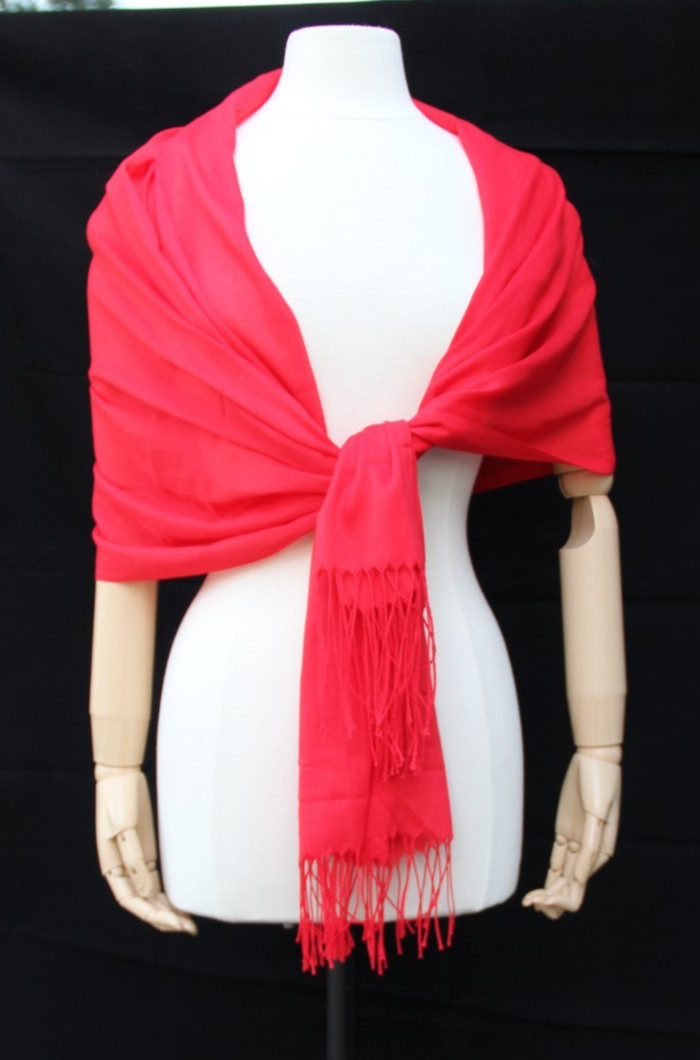 Women’s Bright Solid Red Soft Wrap Shawl Scarf Re… - image 7