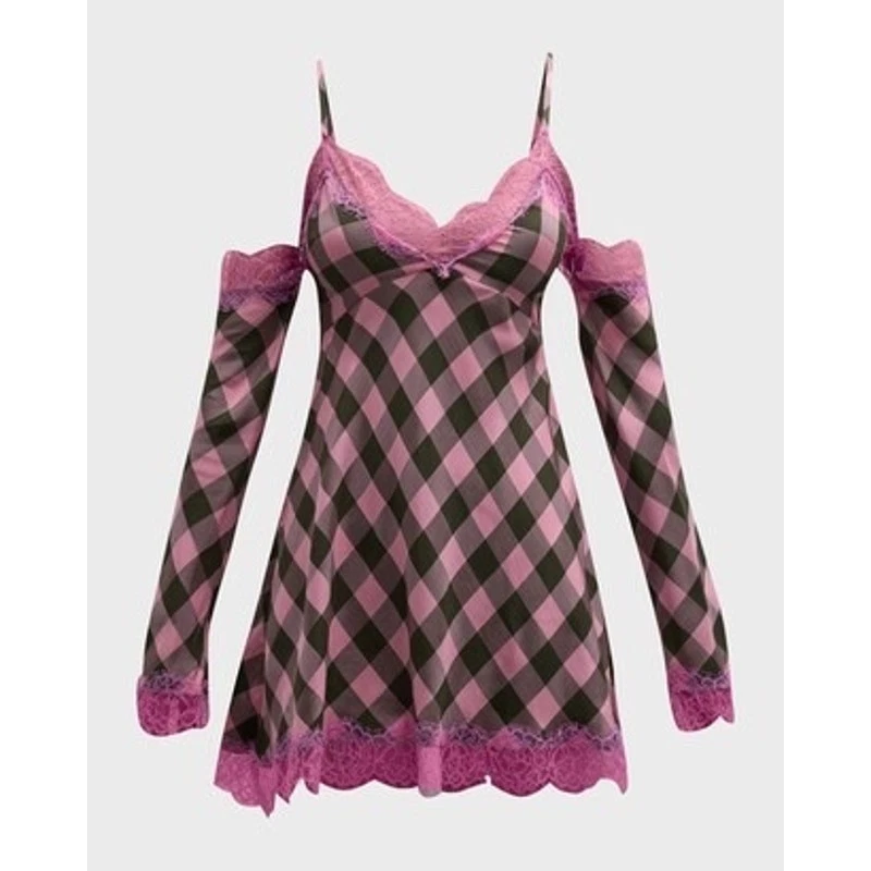 abito moschino jeans viscosa quadri pizzo US8