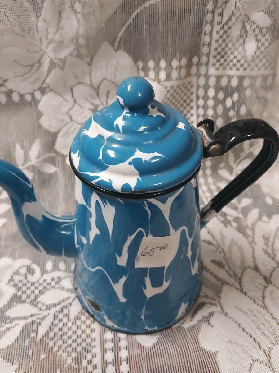 Vintage Blue and White Swirl Graniteware Enamelware 8