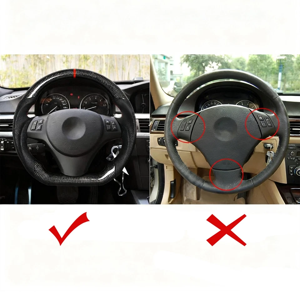 Carbon Fiber Perforated Leather Steering Wheel For BMW M3 E90 E92 E93 05-12 SSG - Image 3 of 4