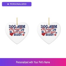 Custom Dog Set of 2 Ornament Personalized Pet Name Lover Owner Gift